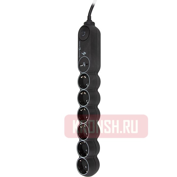 Сетевой фильтр Resonans BED05B-PD20W (6 розеток, 5 м, чёрный)