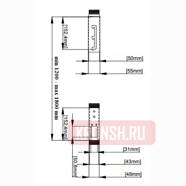 Кронштейн для проектора Wize Pro PRG46F-B (120-180 см, чёрный) 