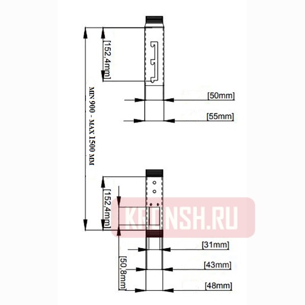 Кронштейн для проектора Wize Pro PRG35F-B (90-150 см, чёрный)