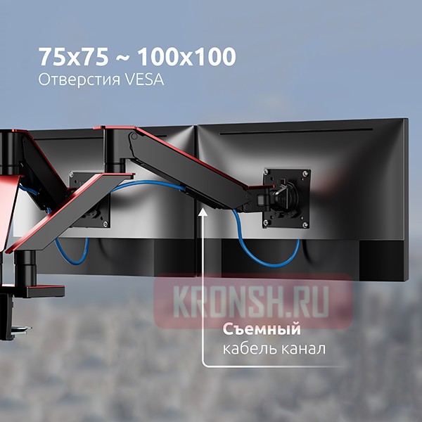 Кронштейн для двух мониторов Uniteki FMGT102RDR