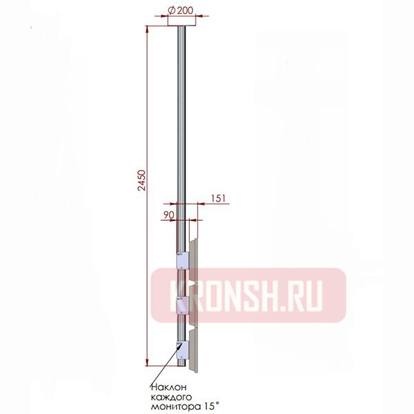 потолочный кронштейн на 3 тв