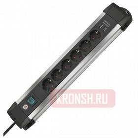 Удлинитель Brennenstuhl (6 розеток, 3 м, чёрный), 1391000536