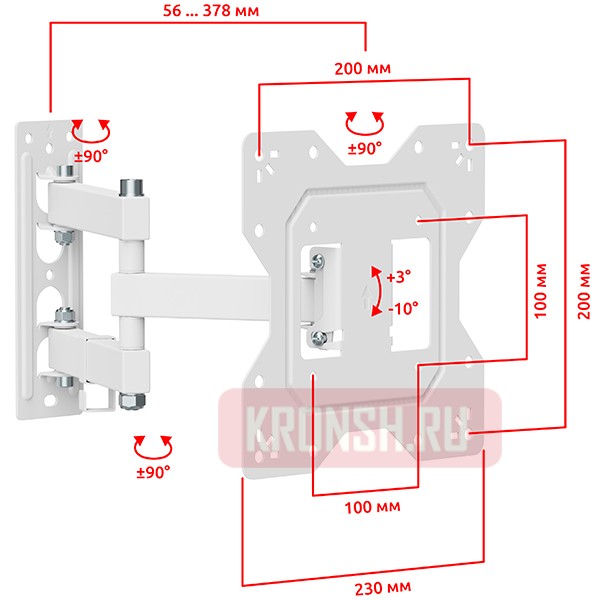 Кронштейн для телевизора Uniteki FM1674WN (белый)   