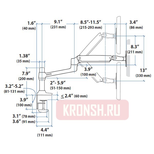 кронштейн для монитора Ergotron 45-241-026