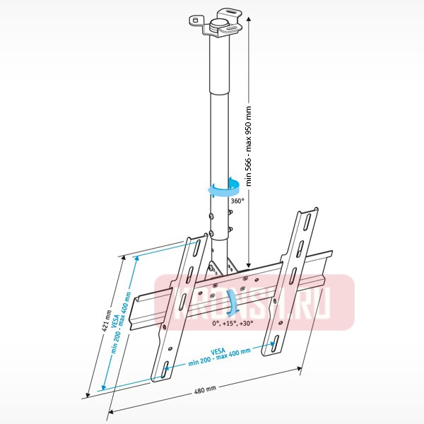 Потолочный кронштейн для телевизора Holder PR-101 (белый)