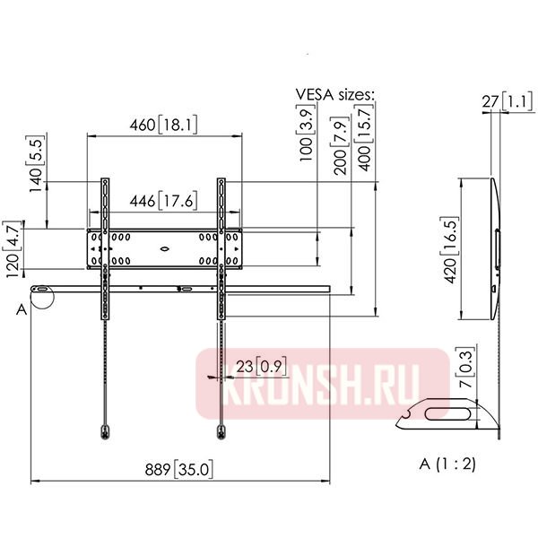 Кронштейн для телевизора Vogels PFW 4500 (чёрный)