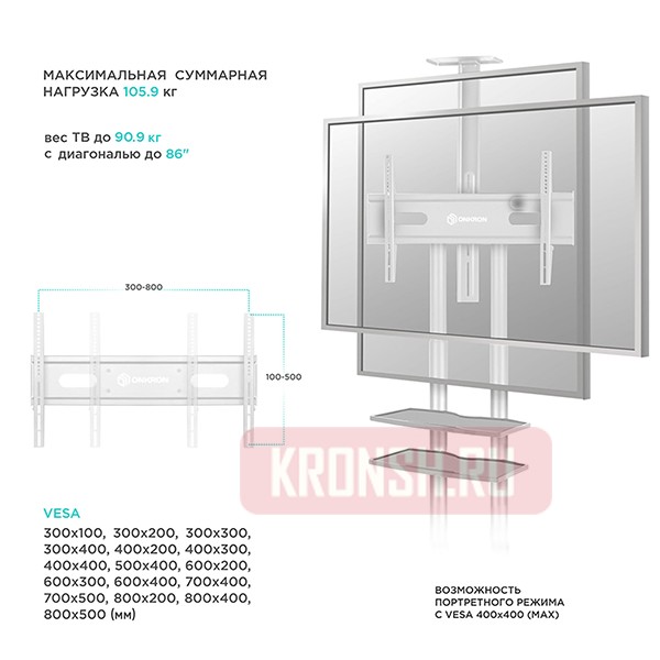 Мобильный стенд Onkron TS1881 (белый)