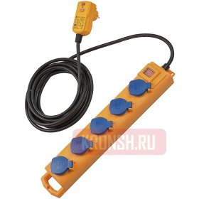 Удлинитель Brennenstuhl с УЗО (5 розеток, 5 м, жёлтый), 1159900805
