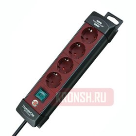 Удлинитель Brennenstuhl (4 розетки, 1,8 м, чёрно-бордовый), 1951740100