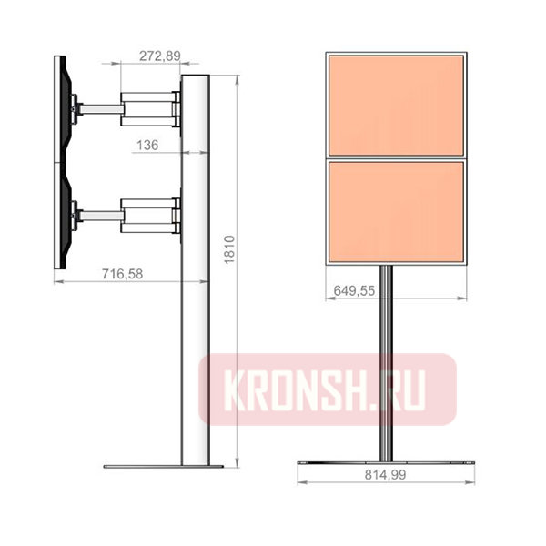 Стойка для 2-х мониторов ARTKRON Vertical ST-222 